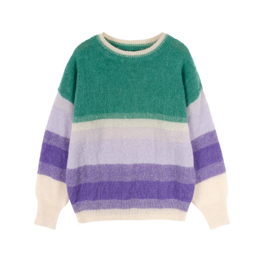Stray Kids Felix Inspired Wool Green Purple Striped Sweater