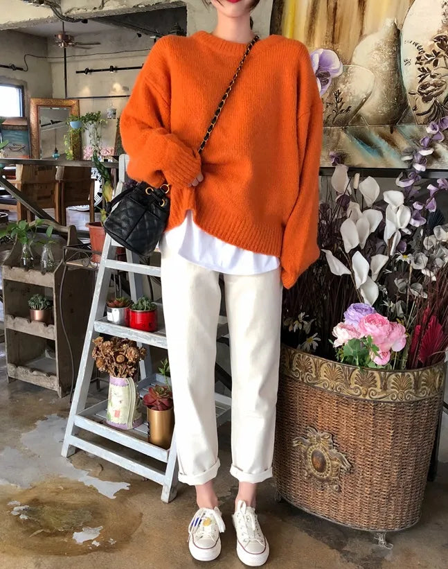 Stray Kids Felix Inspired Orange Knitted Sweater