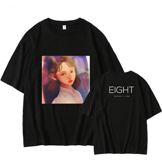IU Inspired Black “Eight” Album Cover Printed T-Shirt