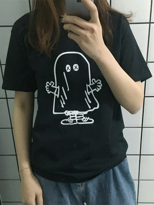BTS J-Hope Inspired Black Cute Ghost Cartoon T-Shirt