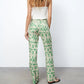 Jeon Somi Inspired Green High Waist Slim Casual Linen Trousers
