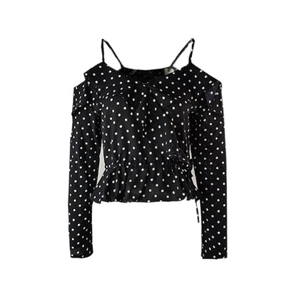 Blackpink Lisa Inspired Black Suspender Chiffon Shirt