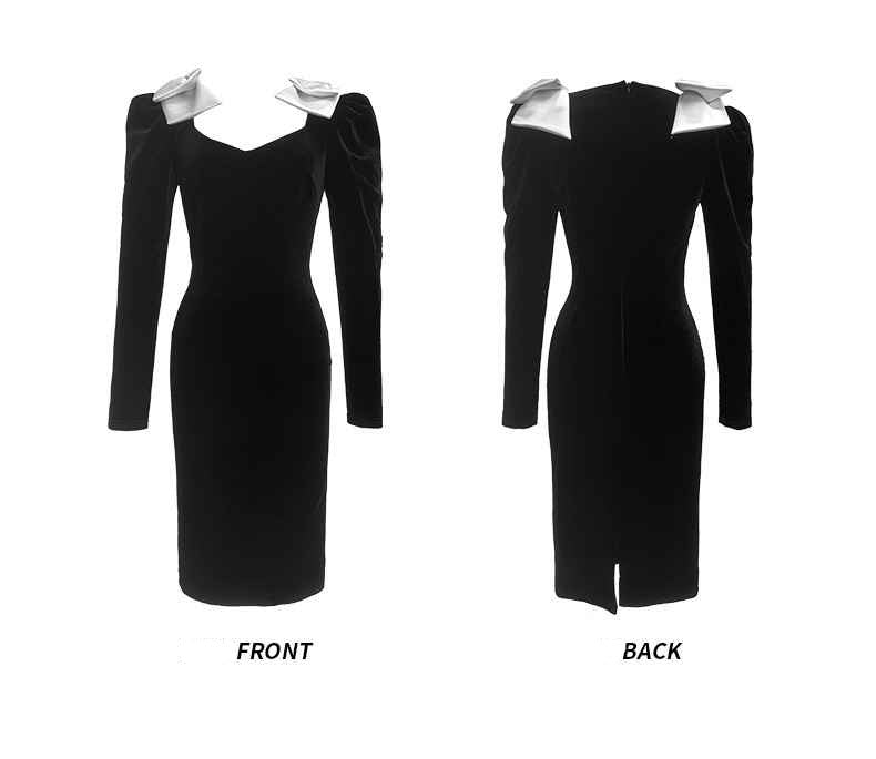 TWICE Nayeon Inspired Black Velvet Dress With Bow Shoulder