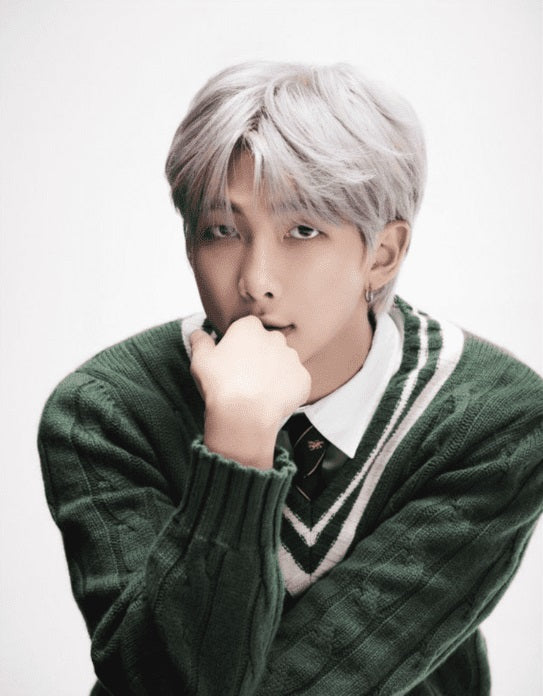 BTS RM inspired Green Twist Knitted Sweater