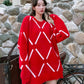 ATEEZ San Inspired Red Diamond Grid Sweater