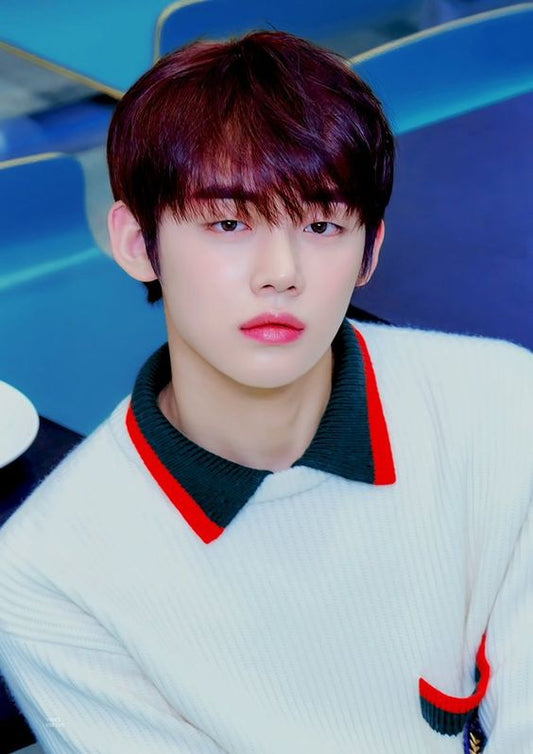 TXT Yeonjun Inspired White Knitted Polo Collared Shirt