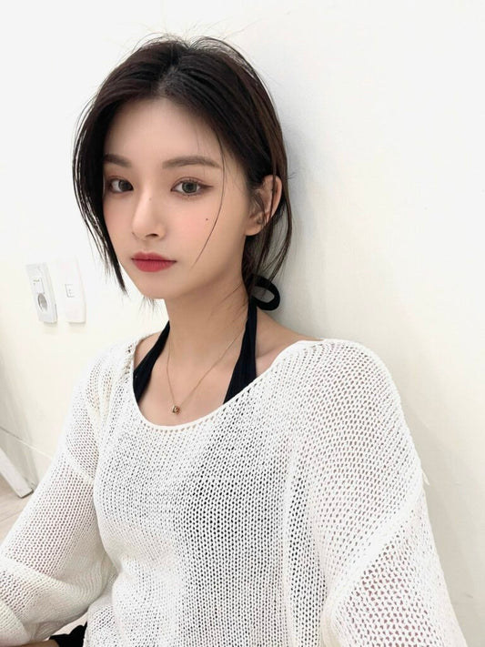Everglow Yiren Inspired White Knitted See-Through Long-Sleeved