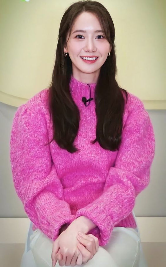SNSD Yoona Inspired Rose Red Half Turtle-Neck Pullover