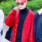 BTS Jimin-Inspired Red Wool Cardigan