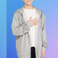BTS Jungkook Inspired Gray Long-Sleeved Hoodie Jacket