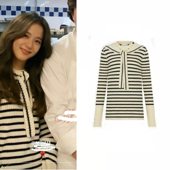 Blackpink Jisoo Inspired Round Neck Striped Long-Sleeved Sweater