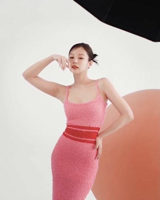 Blackpink Jennie Inspired Pink Sexy Knitted Stretchable Dress