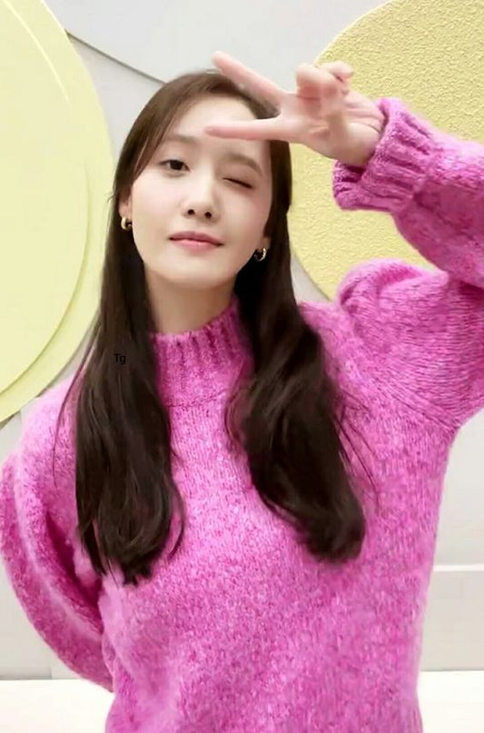 SNSD Yoona Inspired Rose Red Half Turtle-Neck Pullover