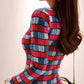 Blackpink Jennie Inspired Color Plaid Jacquard Knitted Dress