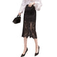 ChungHa Inspired Black High-Waist Elastic Lace Skirt