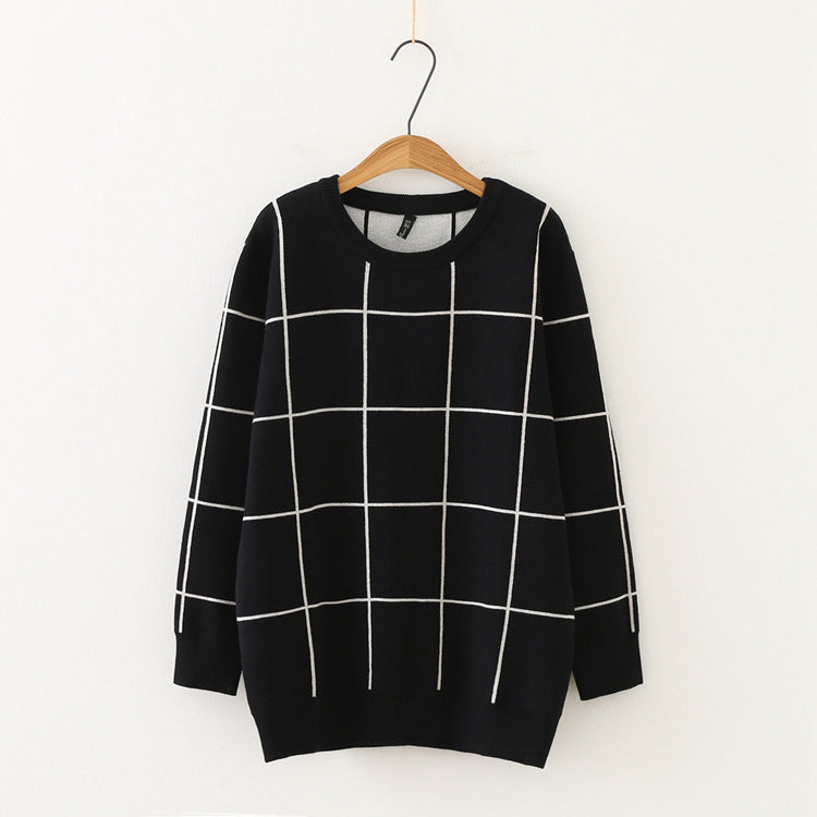 GOT7 Jinyoung Inspired Black Grid Lines Sweater