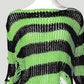 TXT Taehyun Inspired Green And Black Tattered Knitted Sweater