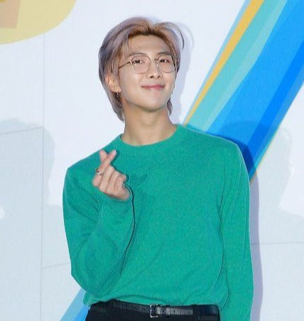BTS RM Inspired Light Green Round Neck Sweater