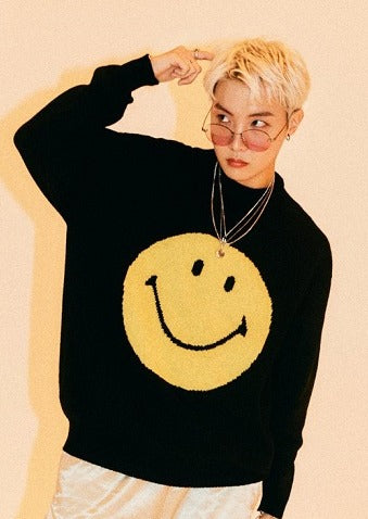 BTS J-hope Inspired Black Sweatshirt With Yellow Smiley