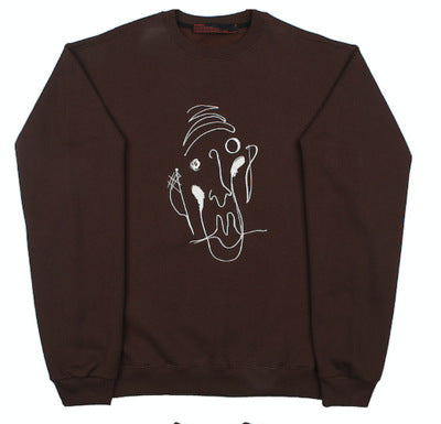 BTS Taehyung-Inspired Brown Abstract Face Sweater