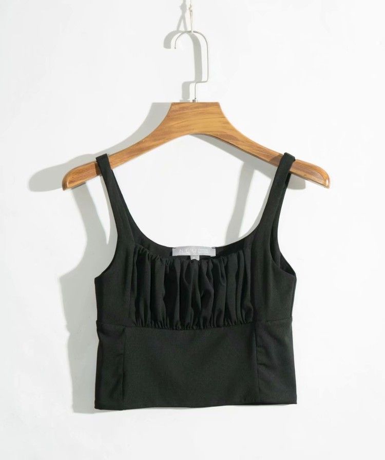 Sleeveless Square Neck Ruched Crop Top