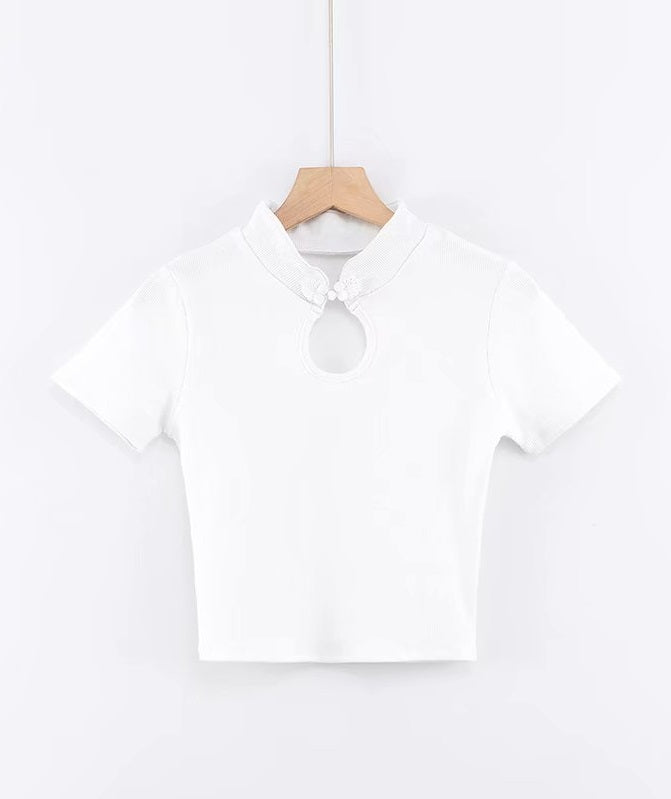 White Blackpink Jisoo-inspired Mini Bow Cropped T-Shirt