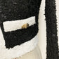 Blackpink Jisoo Inspired Black And White Short Woolen Jacket