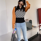 Black And White Blackpink Jisoo-inspired Geometric Knitted Vest
