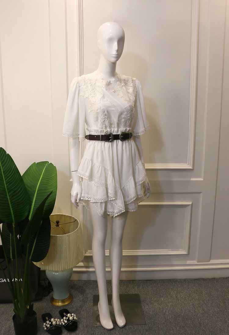 Blackpink Lisa Inspired White Loose Skirt Lace And Hollow Dress