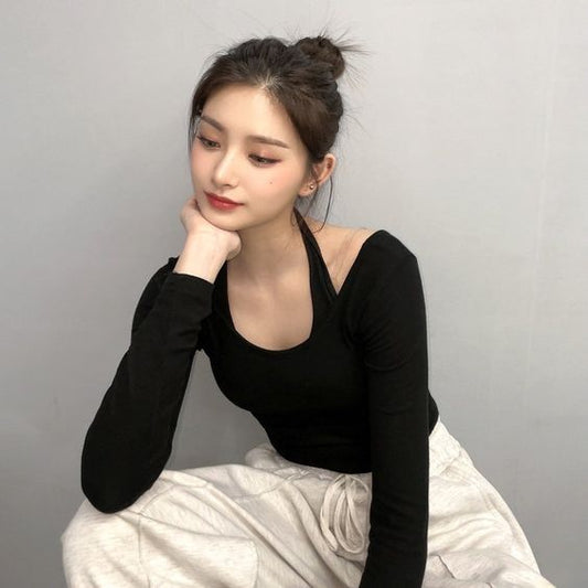 Everglow Yiren Inspired Black Two-Piece Illusion Off Shoulders Top