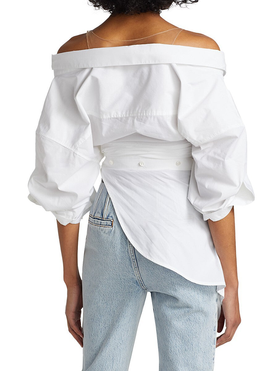 Blackpink Lisa Inspired Off-The-Shoulder Ruched Shirt