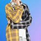 BTS Jungkook Inspired Contrast Color Plaid Long-Sleeved