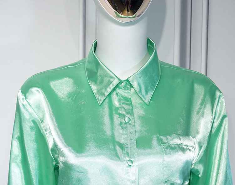 Blackpink Lisa Inspired Green Short Satin Casual Long-Sleeved
