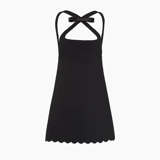 Le Sserafim Chaewon Inspired Black Ribbon Sexy Dress