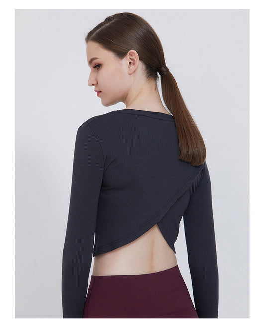 Unnielooks Inspired Back Open Long Sleeve Top