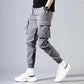 Grey Front Loaded Cargo Joggers