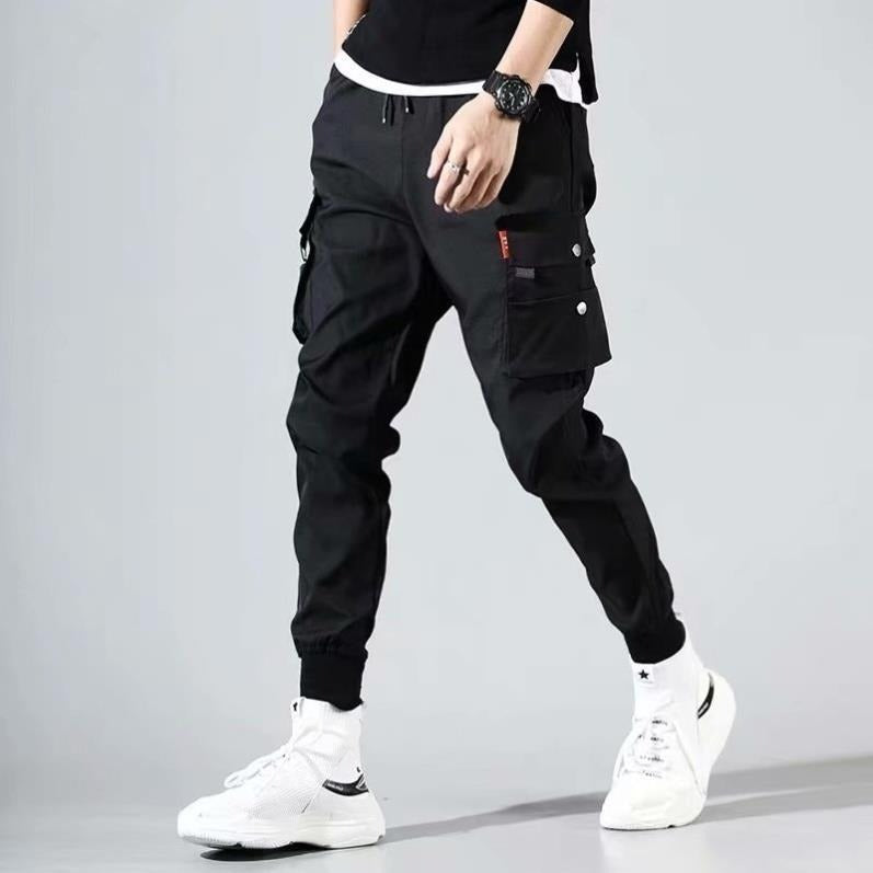 Grey Front Loaded Cargo Joggers