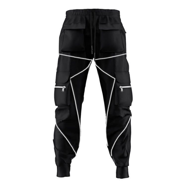 Buy Black Mens Reflective Bands Jogger Lounge Cargo Pants Online in India   Etsy