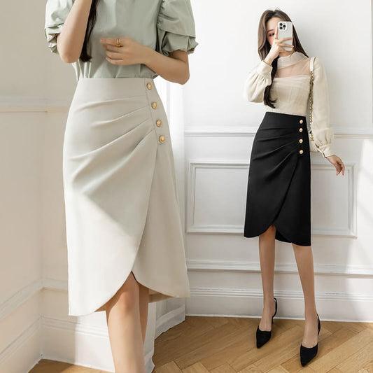 Elegant Four Button Down Skirt