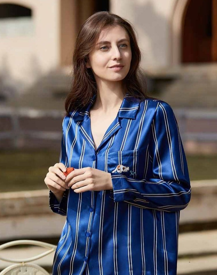 Silk stripe pyjamas hot sale