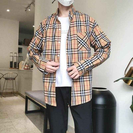 NCT Lucas Inspired-Plaid Loose Long-Sleeved