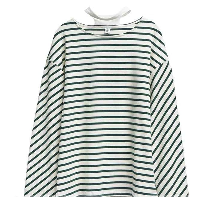 IVE Wonyoung Inspired Hanging Neck Striped Long-Sleeved