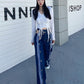 Blackpink Lisa-Inspired Blue Button Down Striped Jeans