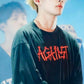 BTS Taehyung Inspired Black Oversize T-Shirt With "Against" Design