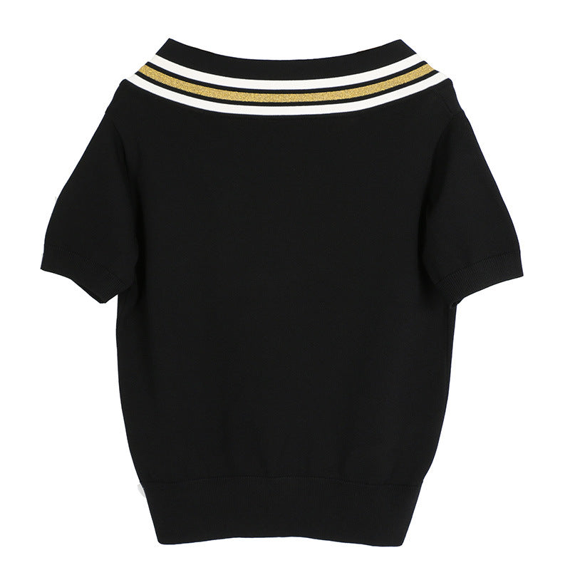 BTS Jimin Inspired Black Short-Sleeved With Bee Embroidered