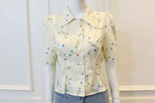 Blackpink Lisa Inspired Small Daisy Floral Short-Sleeved Shirt