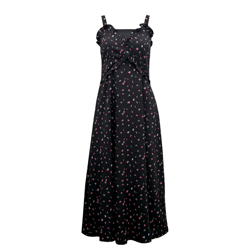 Blackpink Lisa Inspired Black Floral Suspender Dress – unnielooks