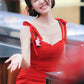 SNSD Tiffany Inspired Red Slim-Fitting Dress Retro Style