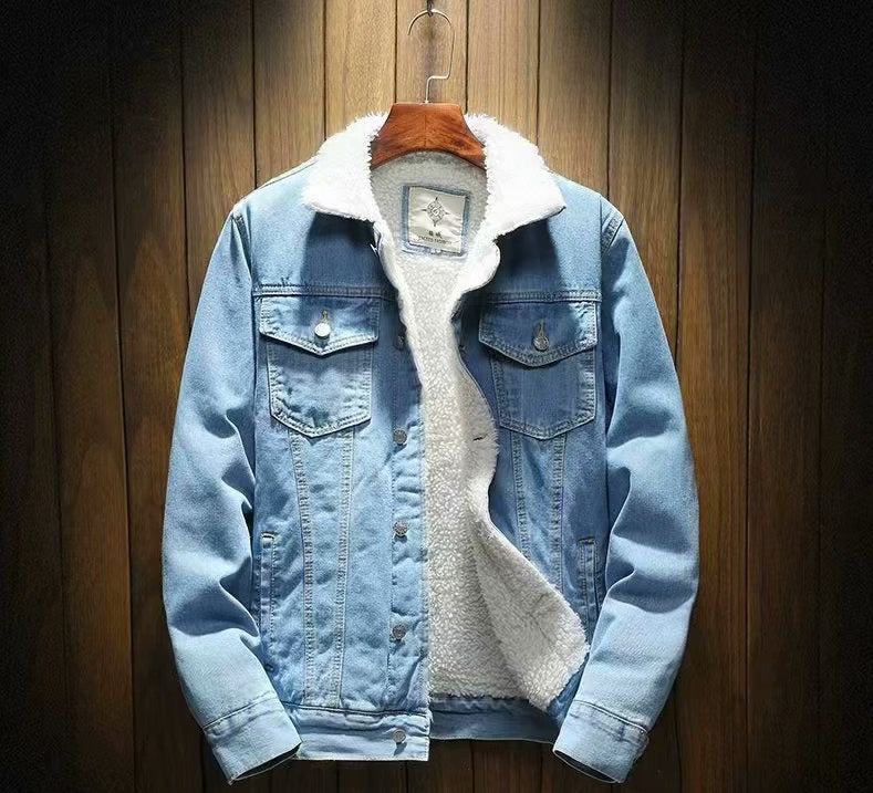 BTS Jungkook Inspired Wool Collar Denim Jacket