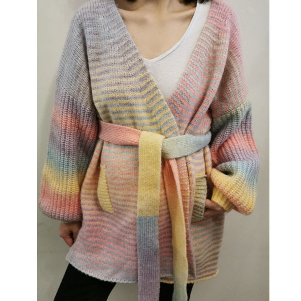 Blackpink Lisa Inspired Colorful Knitted Cardigan
